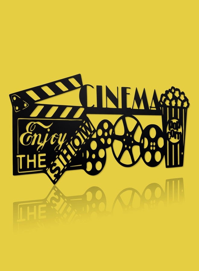 ديكور معدني لغرفة السينما - 17.1 × 6.6 بوصة، لوحة تصوير سينمائي، عجلة عرض أفلام، ولافتة سينما منزلية على شكل علبة فشار، ديكور مثالي لأمسيات الأفلام. - Image 4
